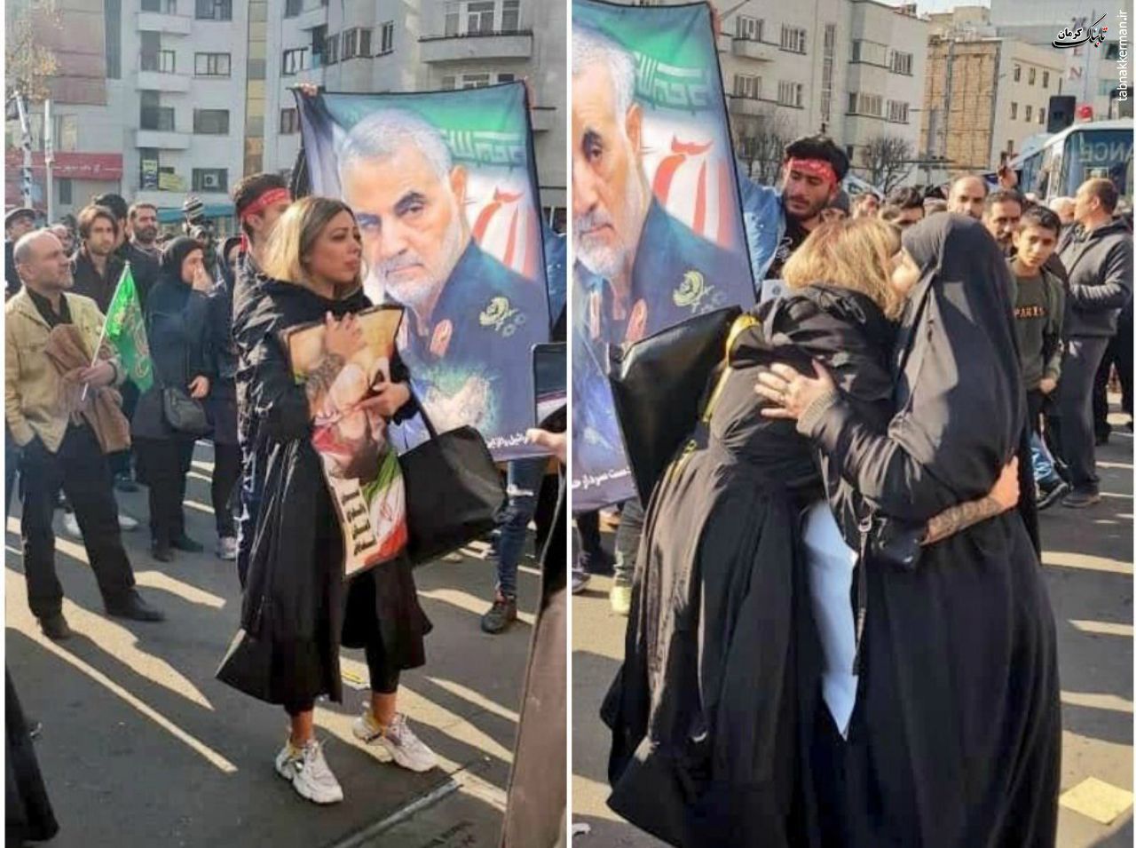 حضور یک خانم با پوشش متفاوت در مراسم تشییع سردار سلیمانی در شبکه‌های اجتماعی بازتاب زیادی داشته